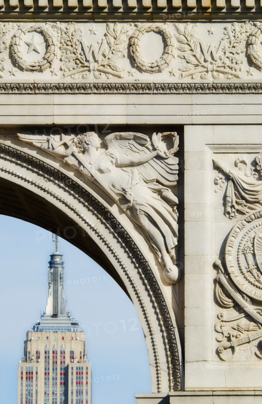 USA, New York State, New York City, Washington Square Arch and Empire State building.