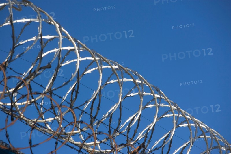 close-up of barbed wire. Photo : fotog
