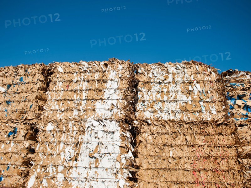 Stacks of paper for recycling.