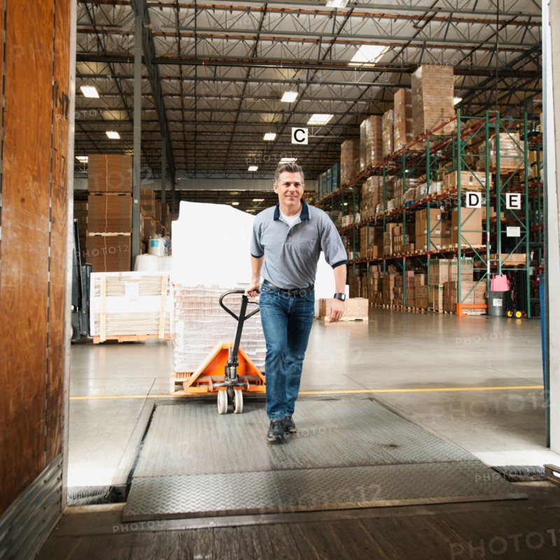 Man working in warehouse.