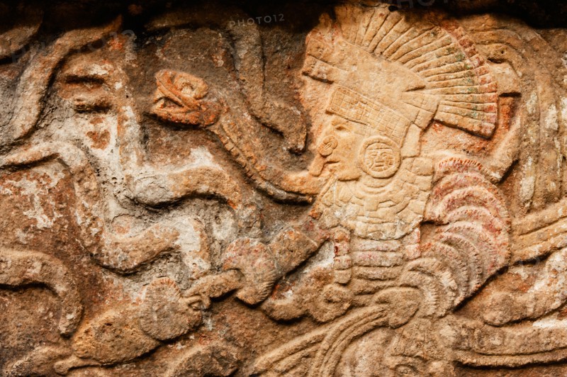 Mexico, Yucatan, Chichen Itza. Mayan carvings.