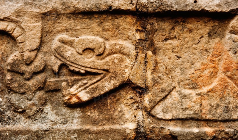 Mexico, Yucatan, Chichen Itza. Mayan carvings.
