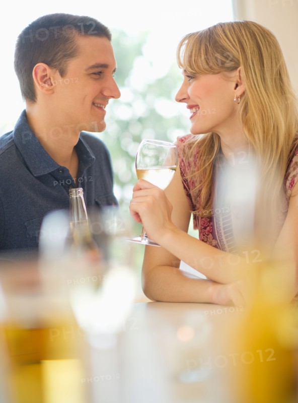 Couple drinking wine.