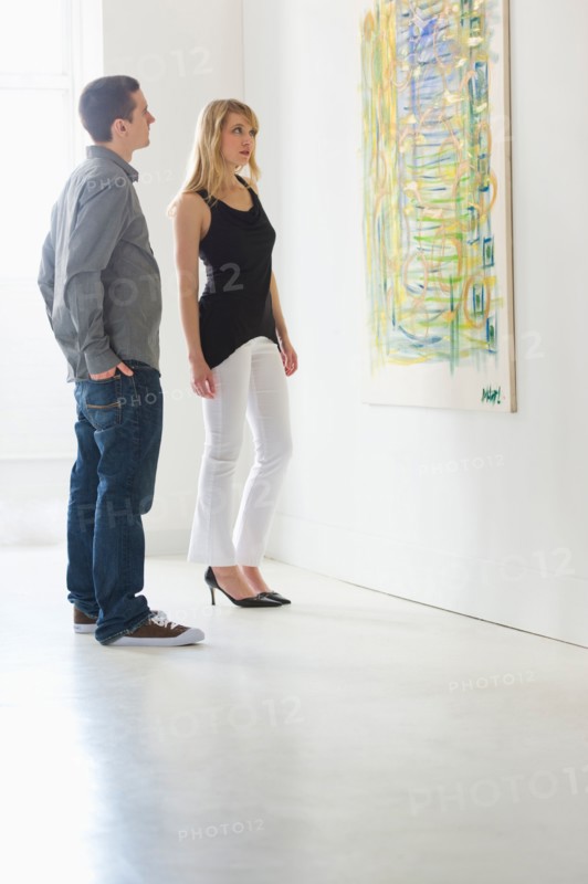 Couple in art gallery.