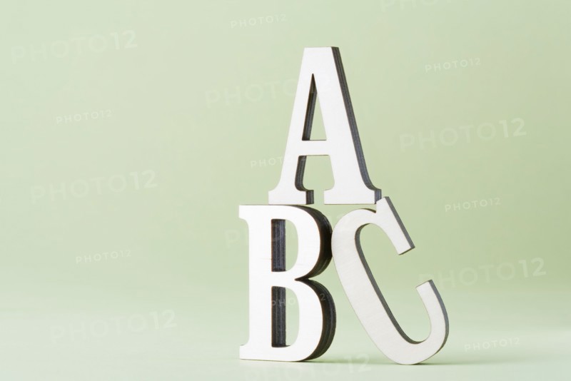 Studio shot of letters A B C. Photo : Kristin Lee