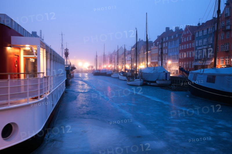 Denmark, Copenhagen. Nyhavn district on early winter morning. Photo : Henryk Sadura