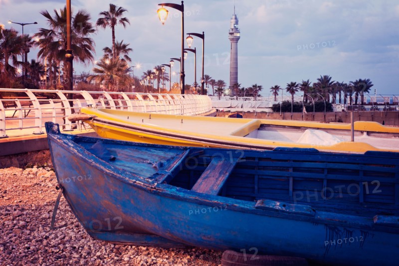 Lebanon, Beirut. Small boats on beach. Photo : Henryk Sadura