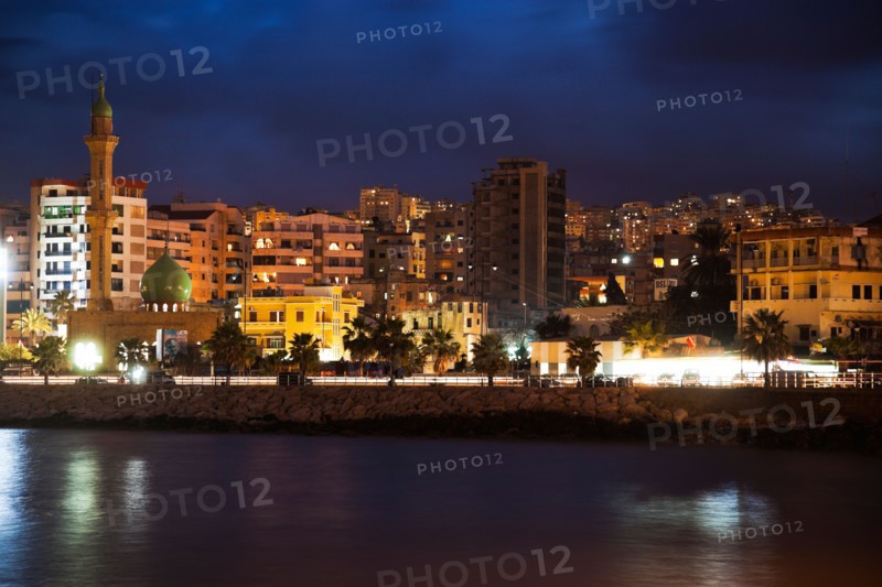 Lebanon, Sidon. Skyline at dusk. Photo : Henryk Sadura