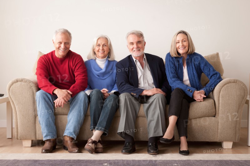 Two senior couples on sofa. Photo : Rob Lewine