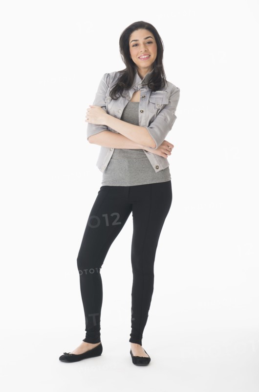 Studio portrait of young woman.