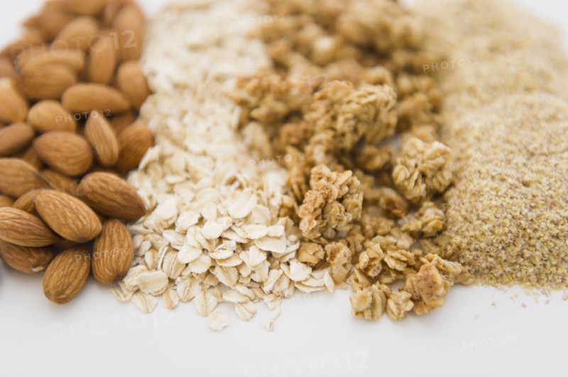 Close up of oats and almonds. 
Photo: Jamie Grill