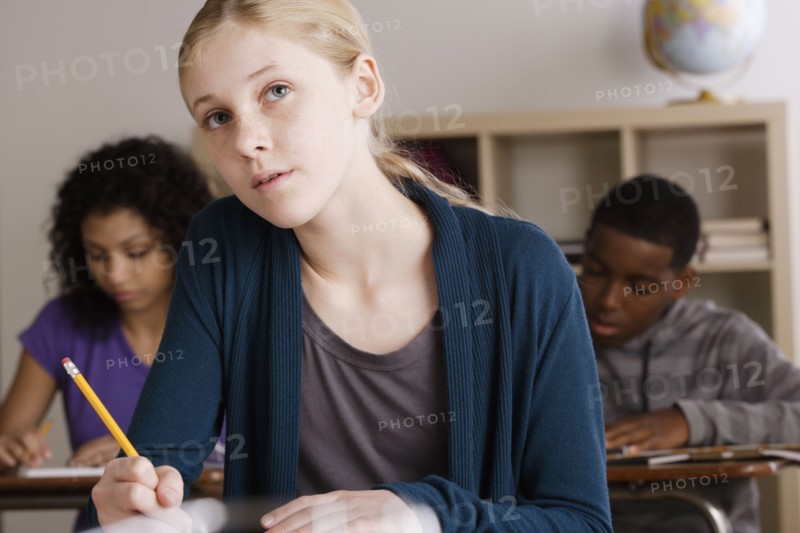 Teenage students (14-15, 16-17) at school. 
Photo : Rob Lewine