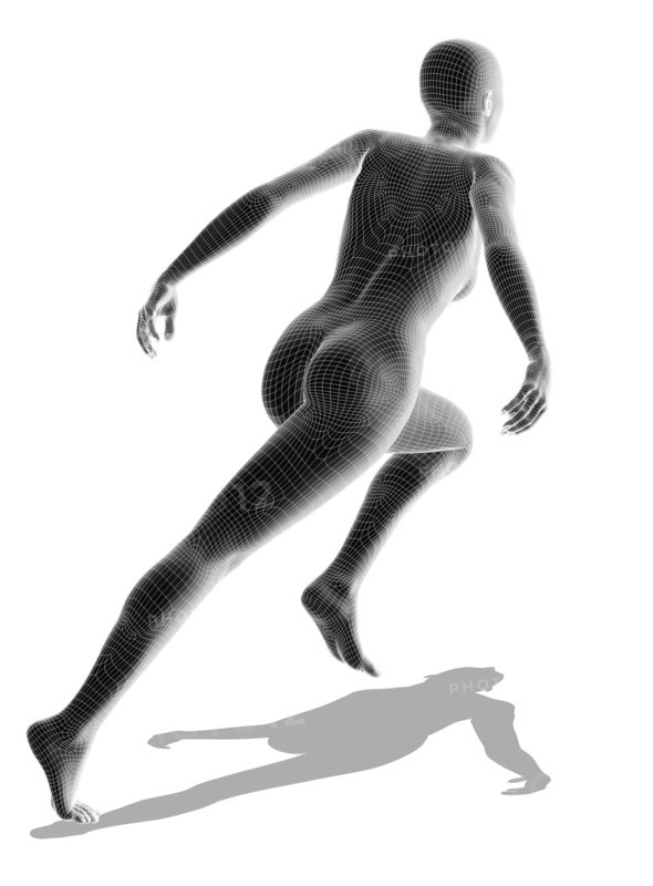 Digitally generated image of running human representation. 
Photo: Calysta Images