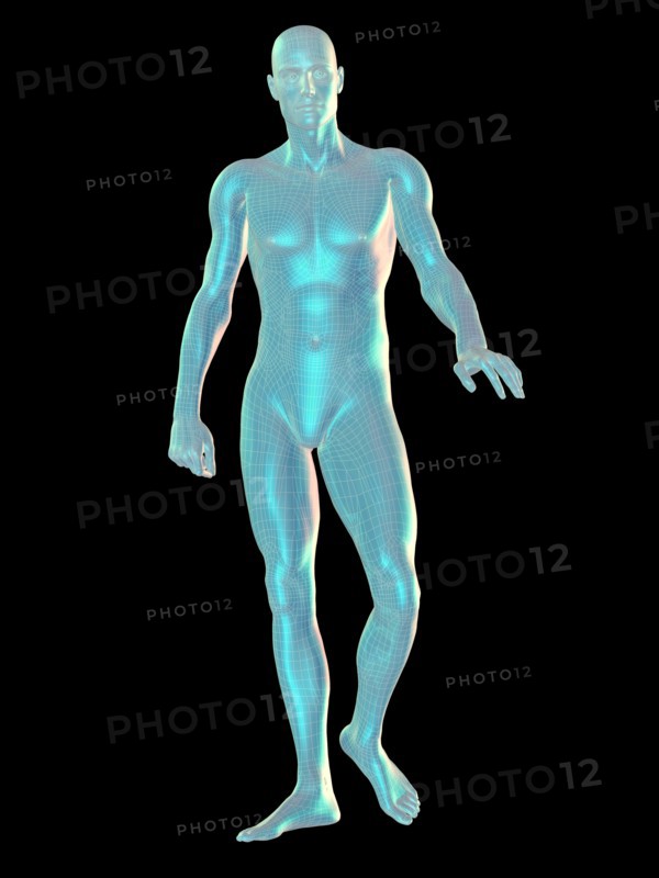 Digitally generated image of walking male representation. 
Photo: Calysta Images