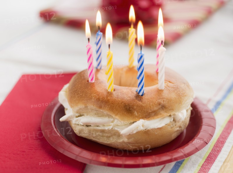 Bagel with candles.