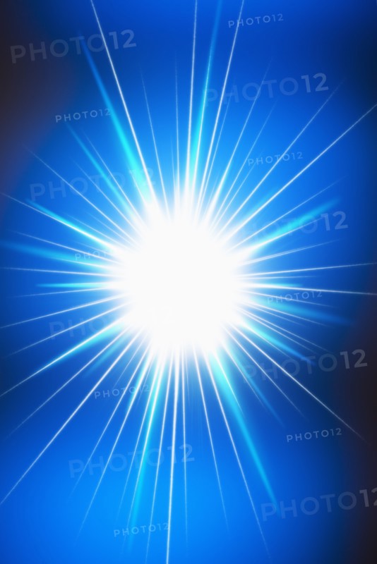 Glowing star on blue.