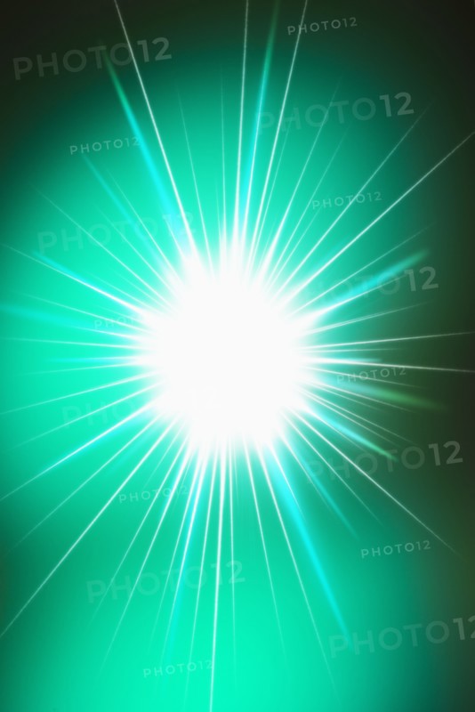 Glowing star on turquoise.