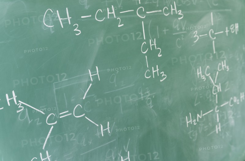 Formulas on blackboard.