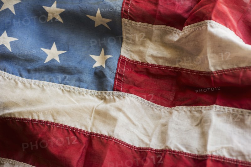 American flag in bright sunshine.