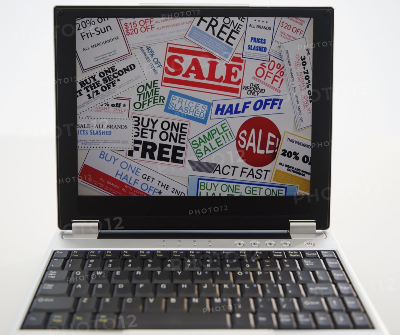 Discount offers displaying on laptop screen. Photo: Jamie Grill