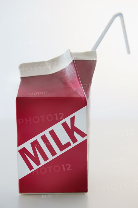 Studio Shot of milk carton. Photo : Jamie Grill