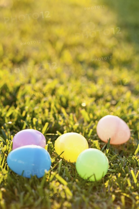 Colorful eggs laying on grass. Photo: Sarah M. Golonka
