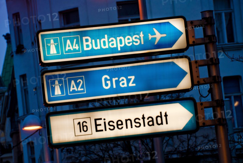View of road signs at dusk. Photo: DKAR Images