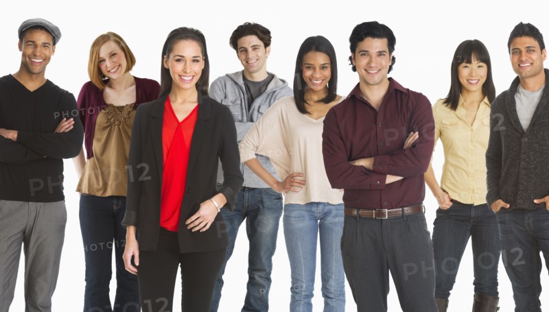 Portrait of group of people, studio shot.