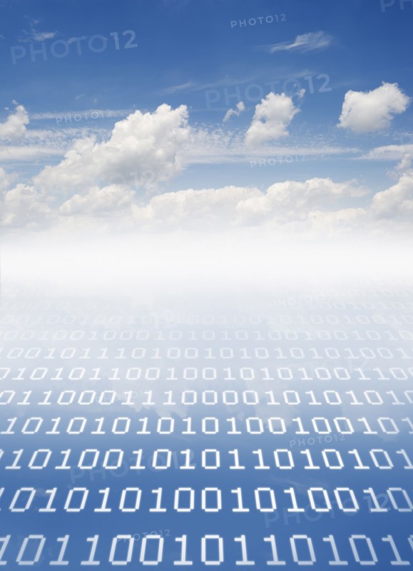 Cloudscape with binary code.