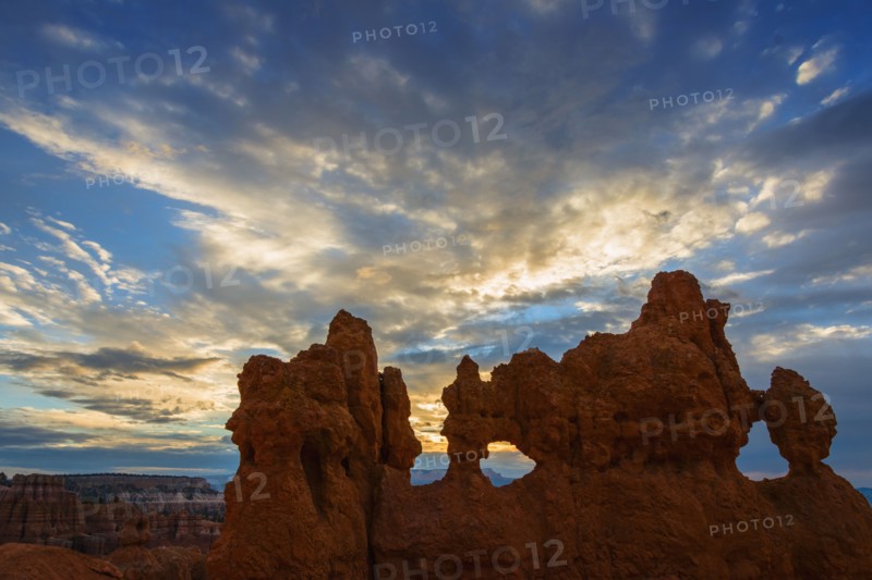 Rock formation against sky.