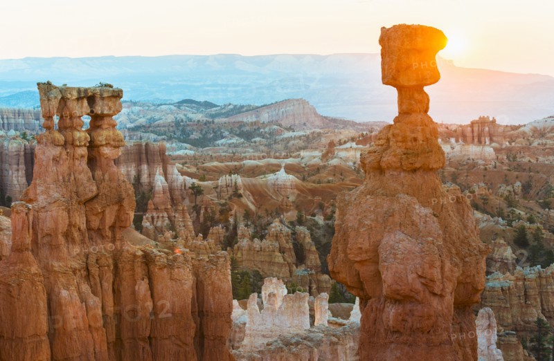 Rock formations at sunset.