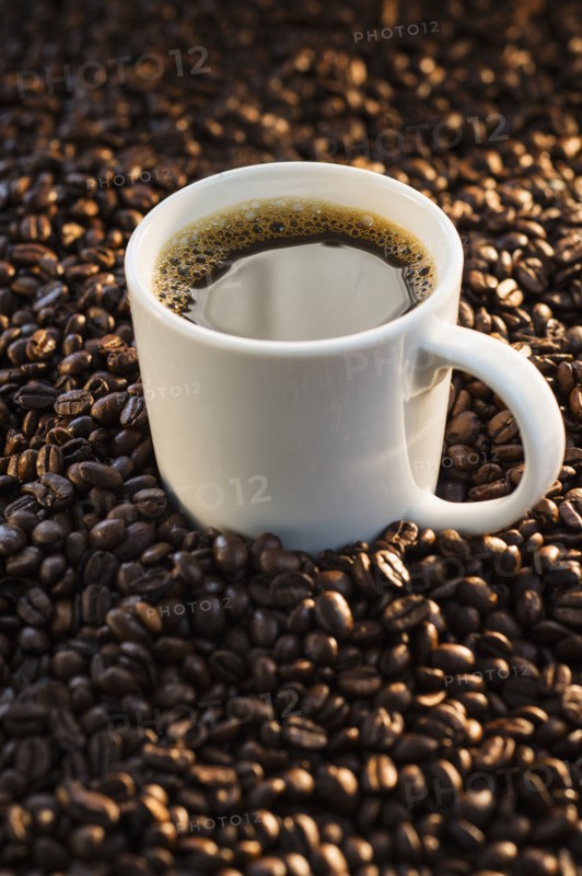 Coffee and coffee beans, studio shot.