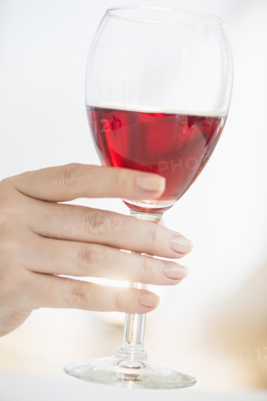 Glass with rose wine.