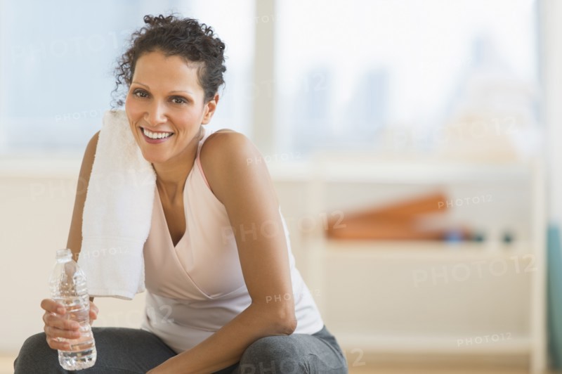 Portrait of woman in gym.