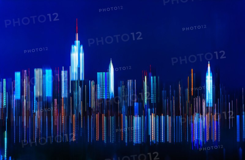 Digitally blurred skyline of Manhattan. New York City, New York.