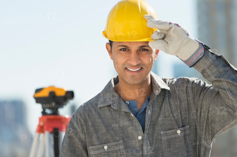 Portrait of engineer in construction site.