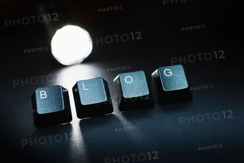 Studio shot of Computer keys with word blog.