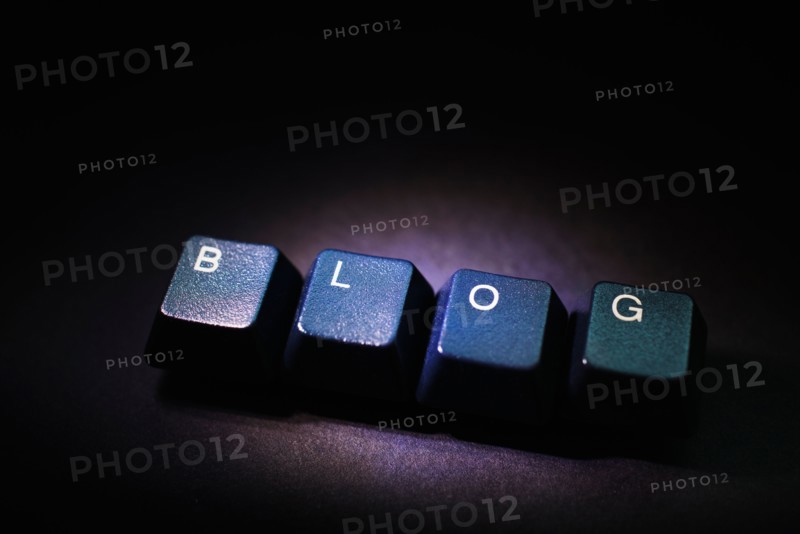 Studio shot of Computer keys with word blog.