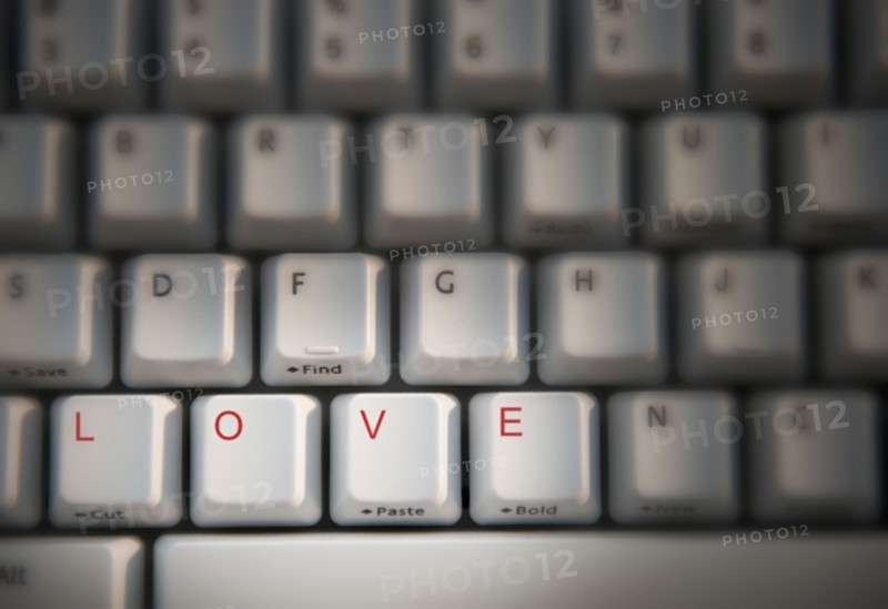 Studio shot of keyboard with word 'love' on it