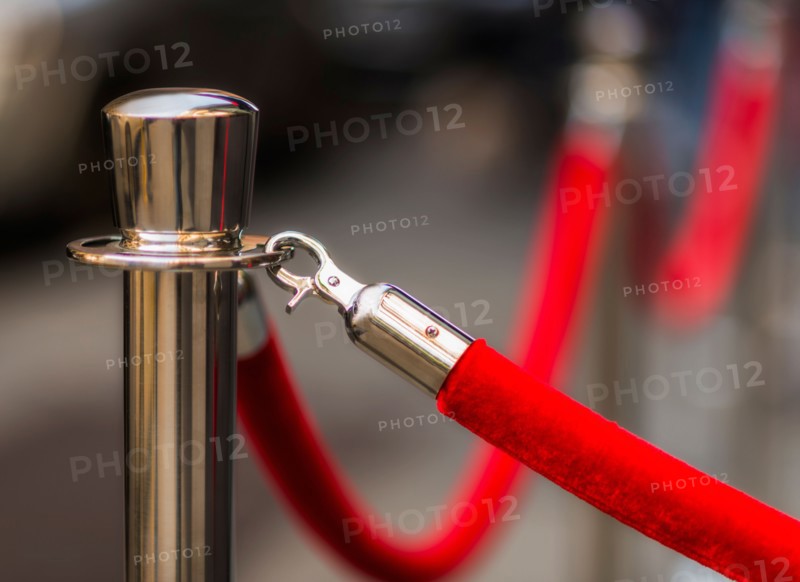Red rope and stanchion.
