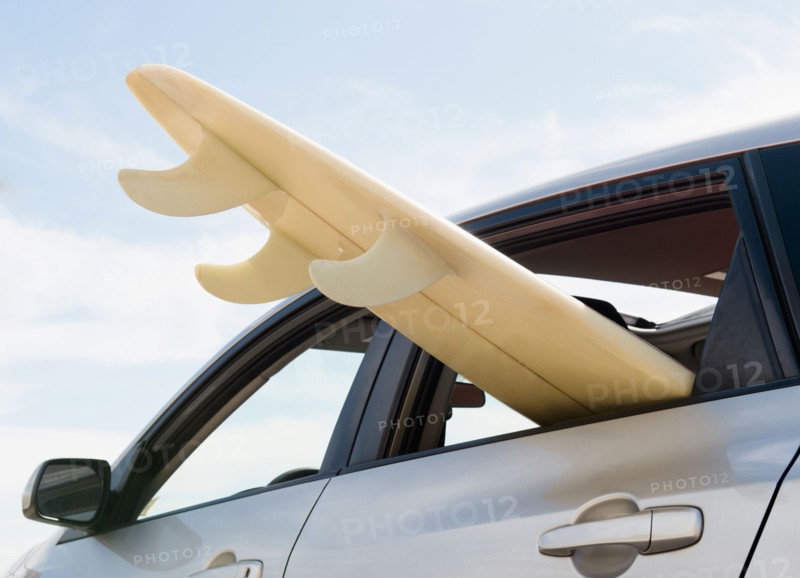 Surfboard in car. Photo : Jamie Grill