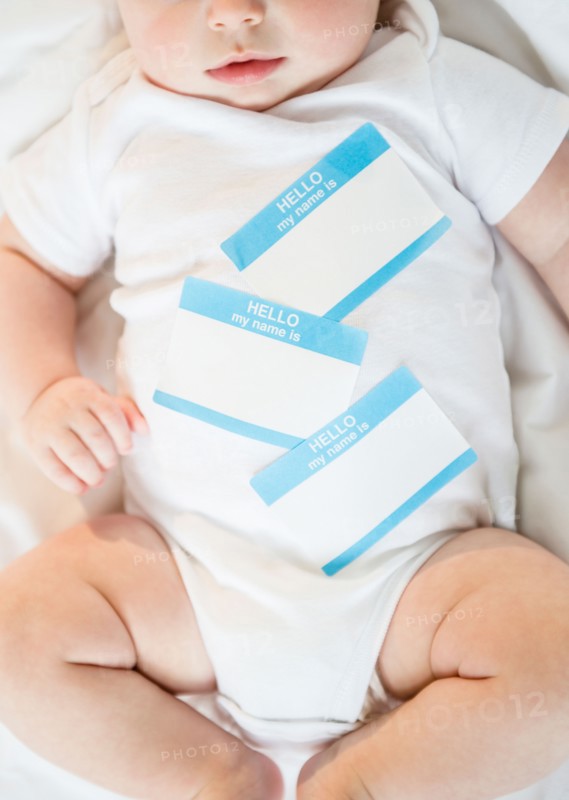 Identity labels belly of baby boy (2-5 months). Photo: Jamie Grill