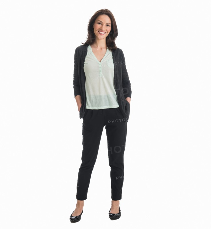 Studio portrait of mid adult woman.