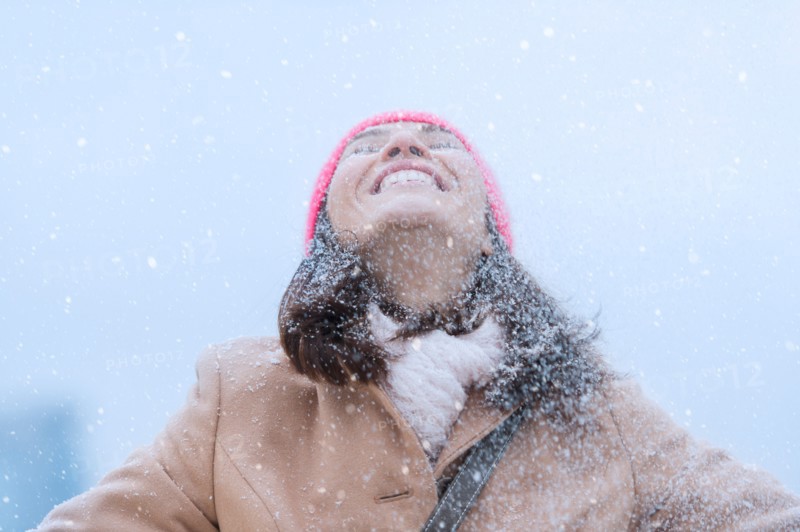 Woman in snowfall.