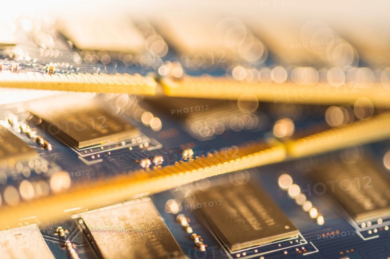 Studio shot of computer chips.