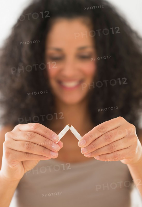 Woman quitting smoking.