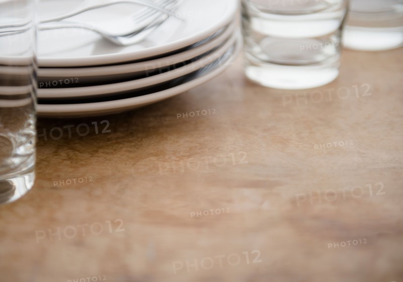 Studio shot of tableware and glasses