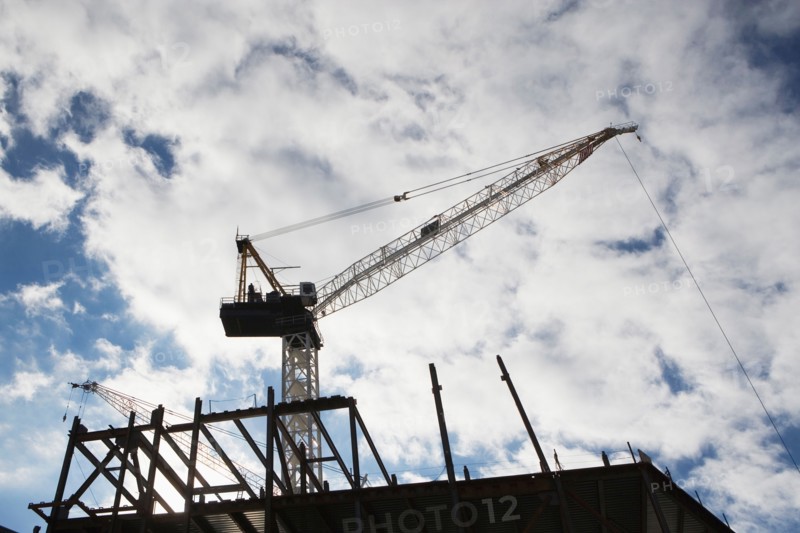 Low angle view of crane at building site