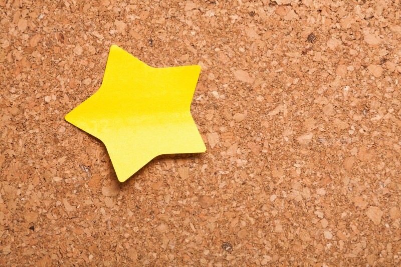 Corkboard with Note paper in shape of star