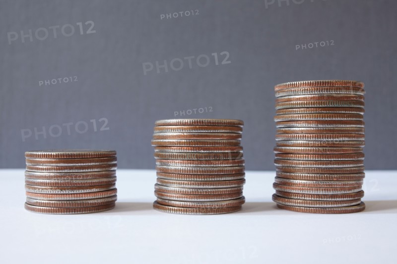Coins arranged as bar chart